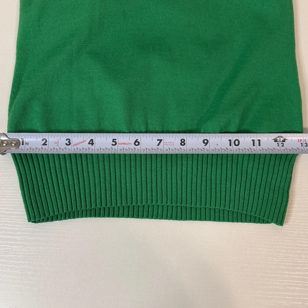 Tory Burch Wool Logo Pullover Sweater - Kelly Green with Silver Metallic Logo - Picture 13 of 15